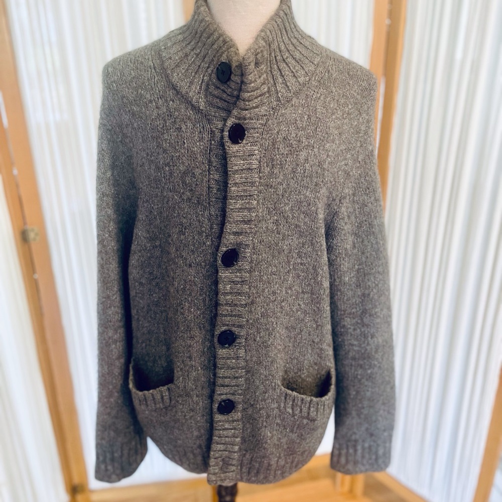 DKNY Charcoal Alpaca Button-Up Cardigan